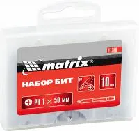 Набор бит Ph1 х 50 мм, сталь 45Х, 10 шт, Matrix