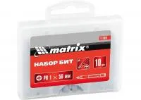 Набор бит PZ1х50 мм, сталь 45X, 10 шт, в пластиковом боксе, Matrix